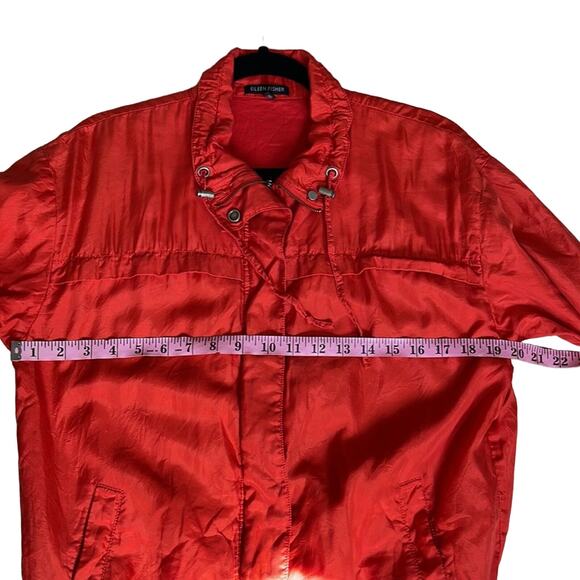 Eileen Fisher Silk Anorak Jacket Red Small INVS7 - Picture 10 of 12